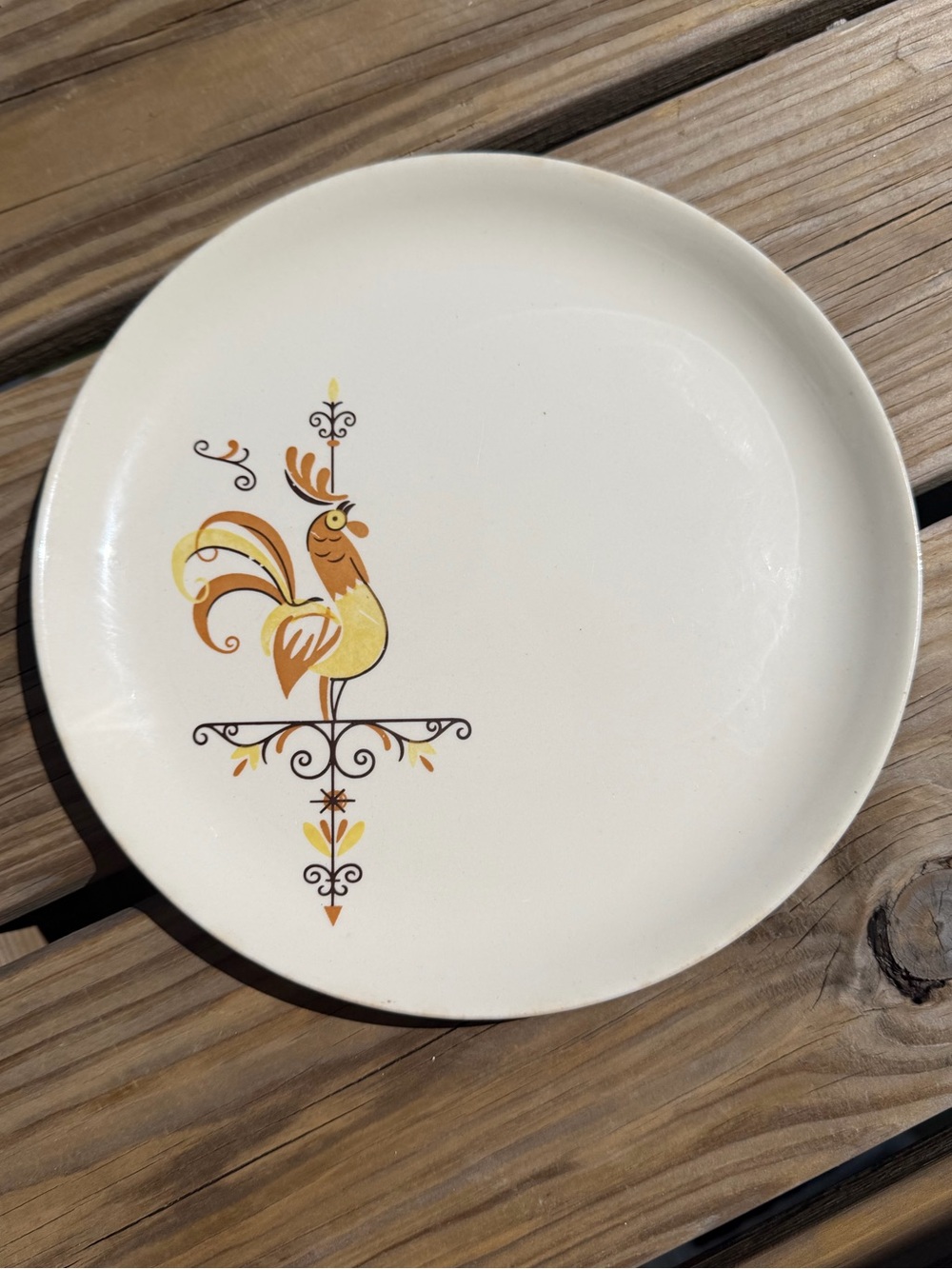 Vintage MCM Salem China Rooster (C**k) O' The Walk Plate, 9”